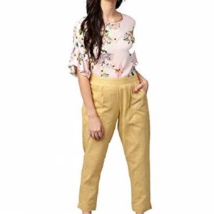 Regular Fit Solid Cotton Slub Ankle Length, Trouser & Pant