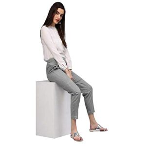 Regular Fit Solid Cotton Slub Ankle Length Regular Trouser Pant