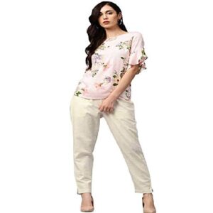 Women's Regular Fit Solid Cotton Slub Ankle Length Regular Trouser Pant